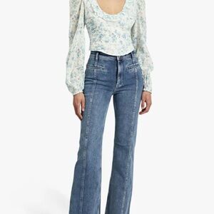 Free people floral top NWT size medium blue and white